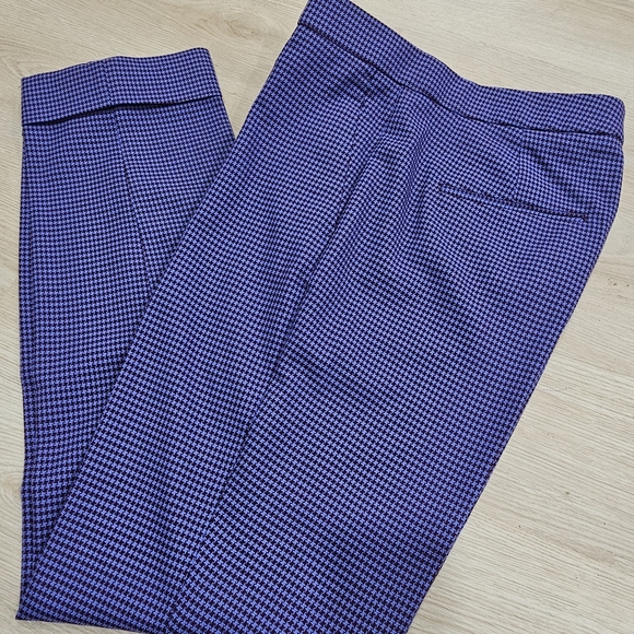 Ann Taylor- Eva Purple Houndstooth Straight Leg Dress Pants, Classy, Size 6 Tall - Picture 2 of 7